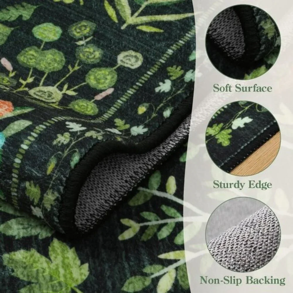 New 2x6 Washable Runner Rug, Non-Slip Low-Pile Floral Carpet for Hallway & Entry